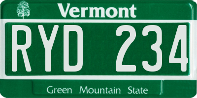 VT license plate RYD234