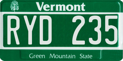 VT license plate RYD235
