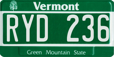 VT license plate RYD236