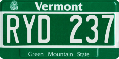 VT license plate RYD237