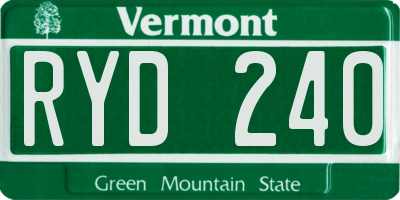 VT license plate RYD240
