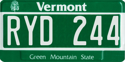 VT license plate RYD244