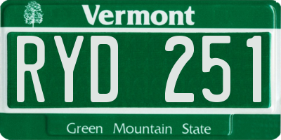 VT license plate RYD251