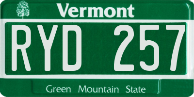 VT license plate RYD257