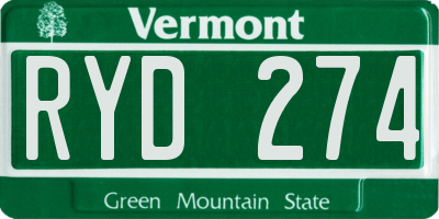 VT license plate RYD274