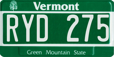 VT license plate RYD275