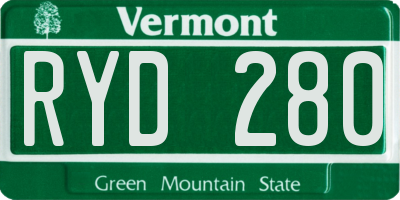 VT license plate RYD280