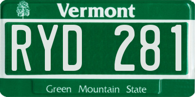 VT license plate RYD281