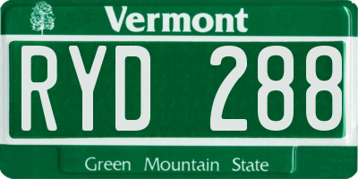 VT license plate RYD288