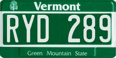 VT license plate RYD289