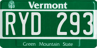 VT license plate RYD293