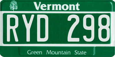 VT license plate RYD298
