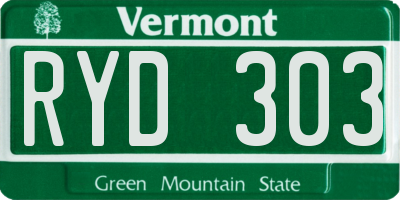 VT license plate RYD303