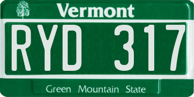 VT license plate RYD317