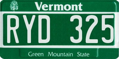VT license plate RYD325