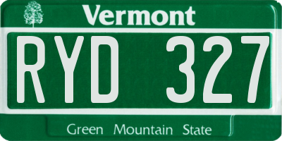VT license plate RYD327