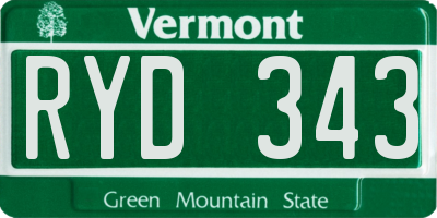 VT license plate RYD343