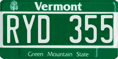 VT license plate RYD355