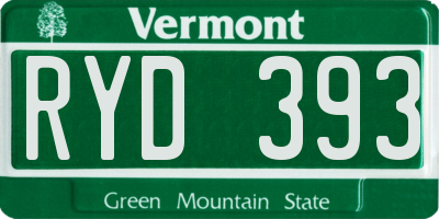 VT license plate RYD393