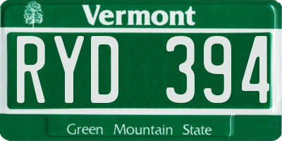 VT license plate RYD394