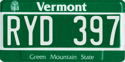 VT license plate RYD397