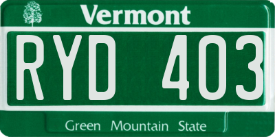 VT license plate RYD403