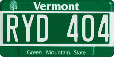 VT license plate RYD404