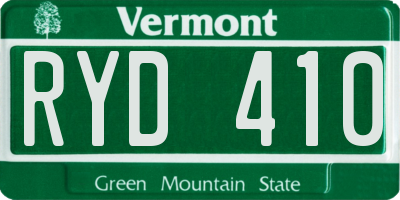 VT license plate RYD410