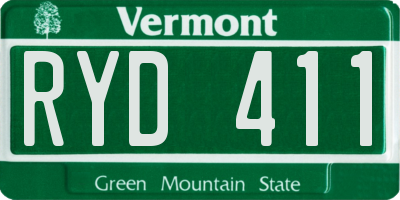 VT license plate RYD411
