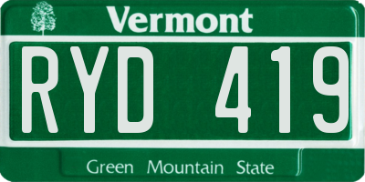 VT license plate RYD419
