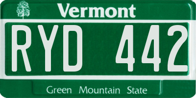 VT license plate RYD442