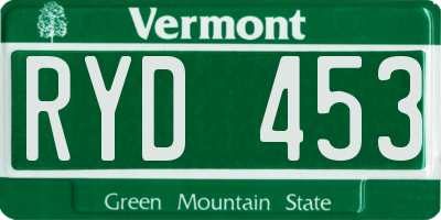 VT license plate RYD453