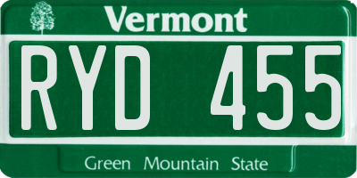 VT license plate RYD455