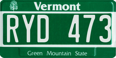 VT license plate RYD473
