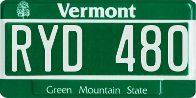 VT license plate RYD480
