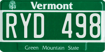 VT license plate RYD498