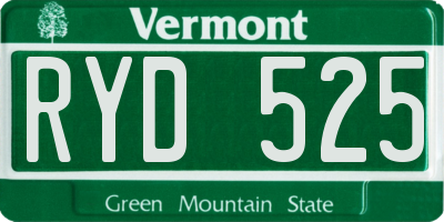 VT license plate RYD525