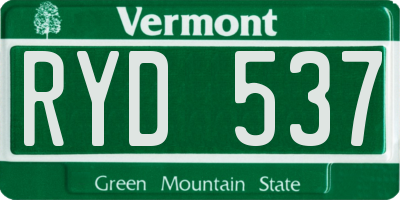 VT license plate RYD537