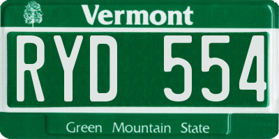 VT license plate RYD554