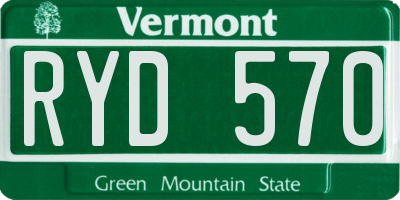 VT license plate RYD570