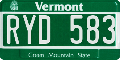 VT license plate RYD583