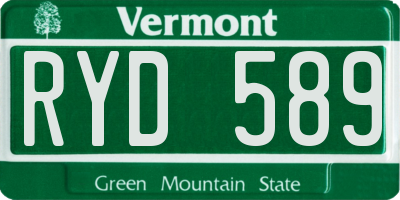 VT license plate RYD589
