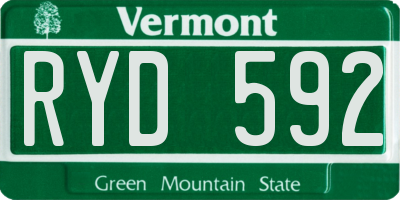 VT license plate RYD592