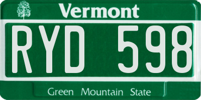 VT license plate RYD598