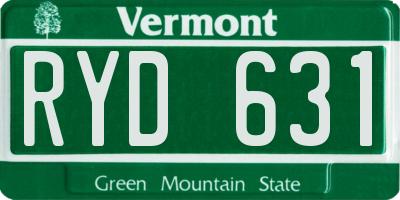 VT license plate RYD631