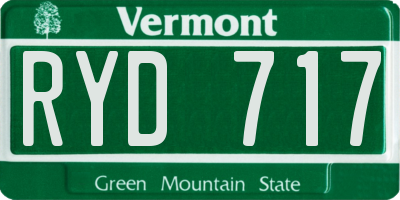VT license plate RYD717