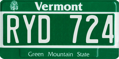 VT license plate RYD724