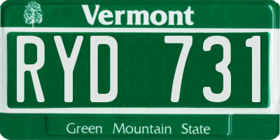 VT license plate RYD731