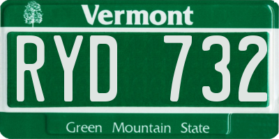 VT license plate RYD732