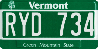 VT license plate RYD734
